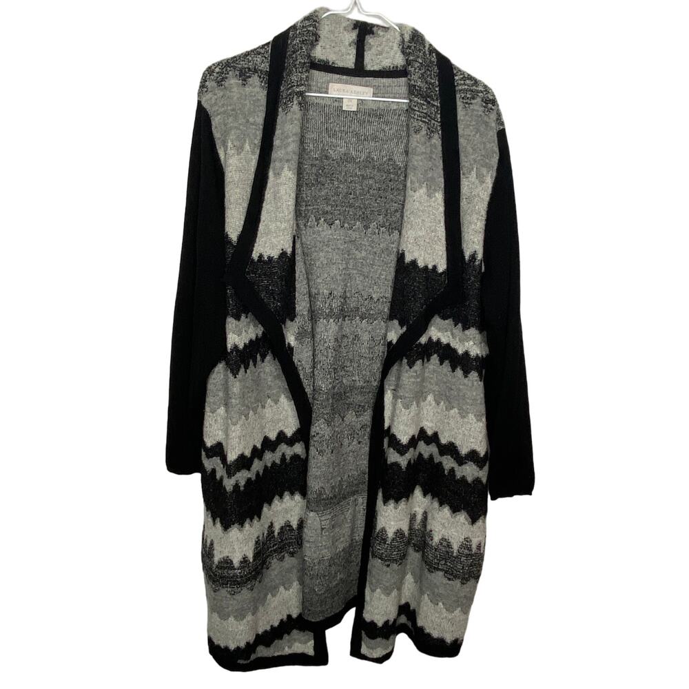 Laura Ashley Wool Blend Zig Zag Stripe Duster - Women's Size 2X